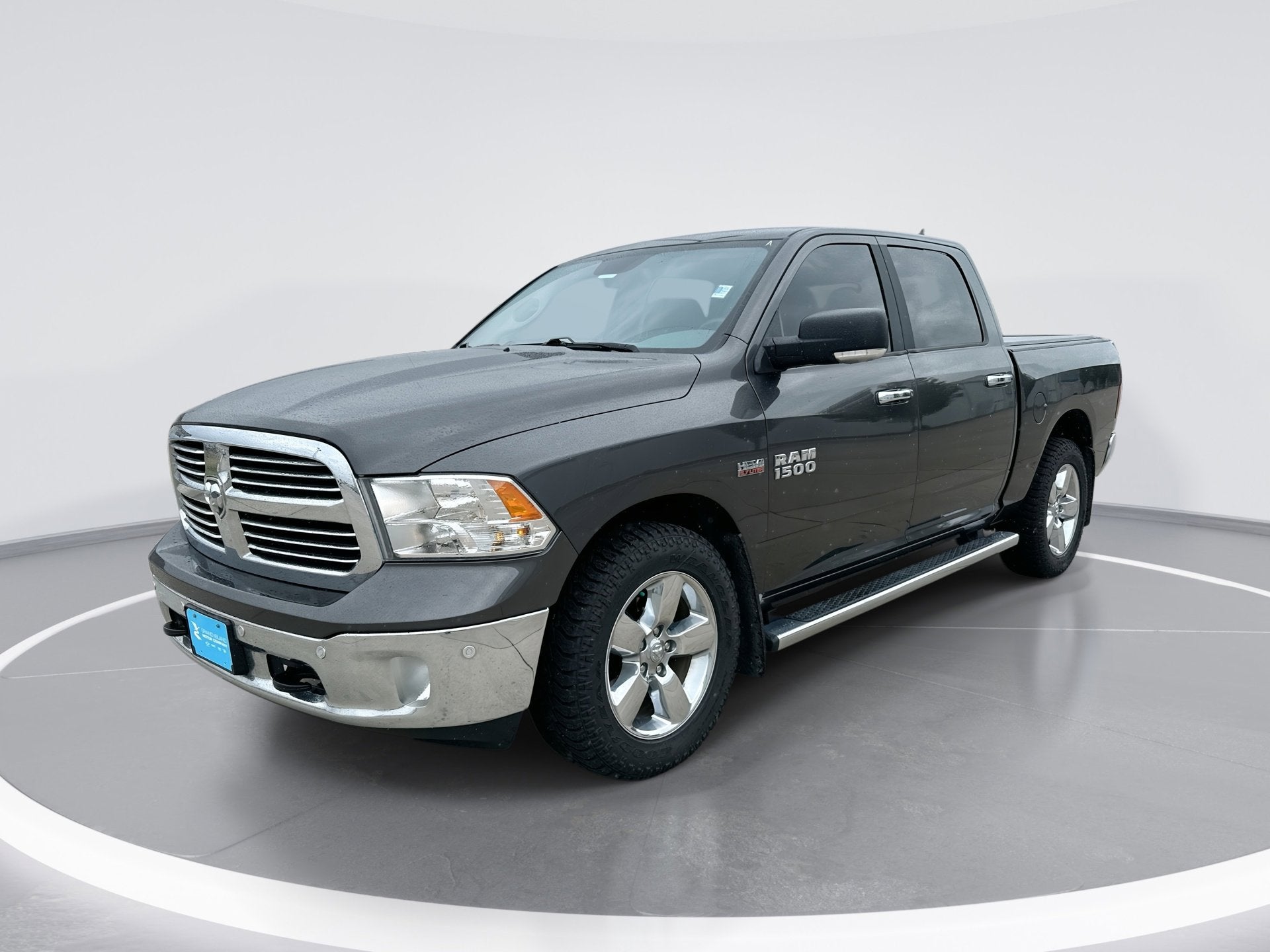 2018 RAM 1500 Big Horn in Granite Crystal — front three-quarter view