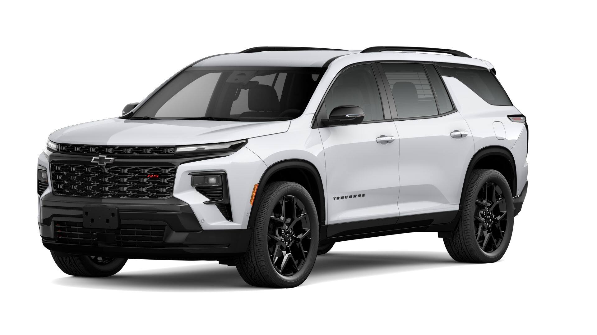 2026 Chevrolet Traverse RS in Polar White Tricoat — front three-quarter view