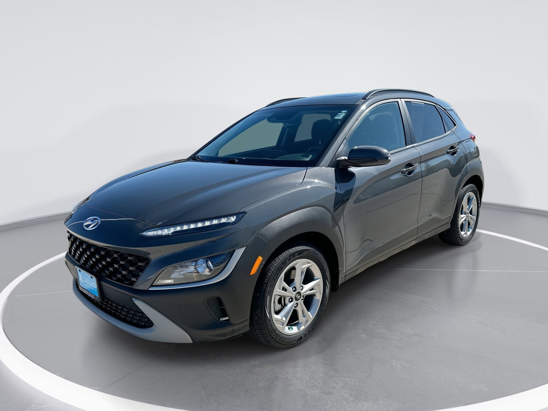 2023 Hyundai Kona SEL in Ecotronic Gray — front three-quarter view